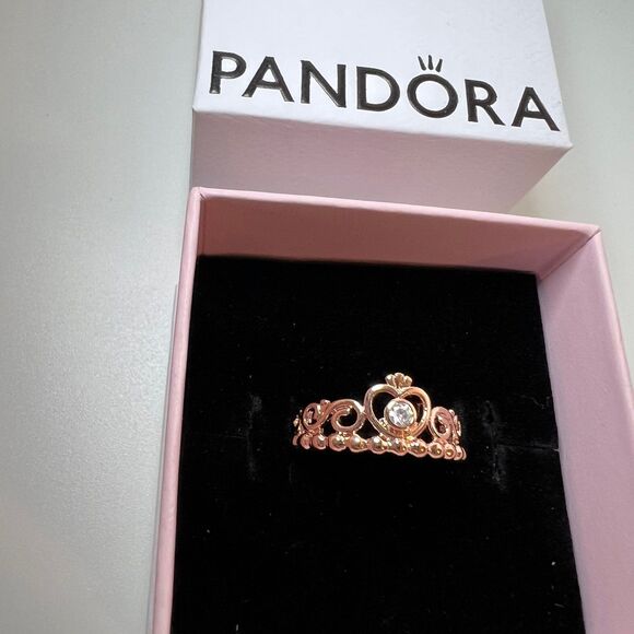 Pandora My Princess Tiara Ring, Clear Cubic Zirconia, Rose Gold-Plated - Size 5 - Picture 2 of 2
